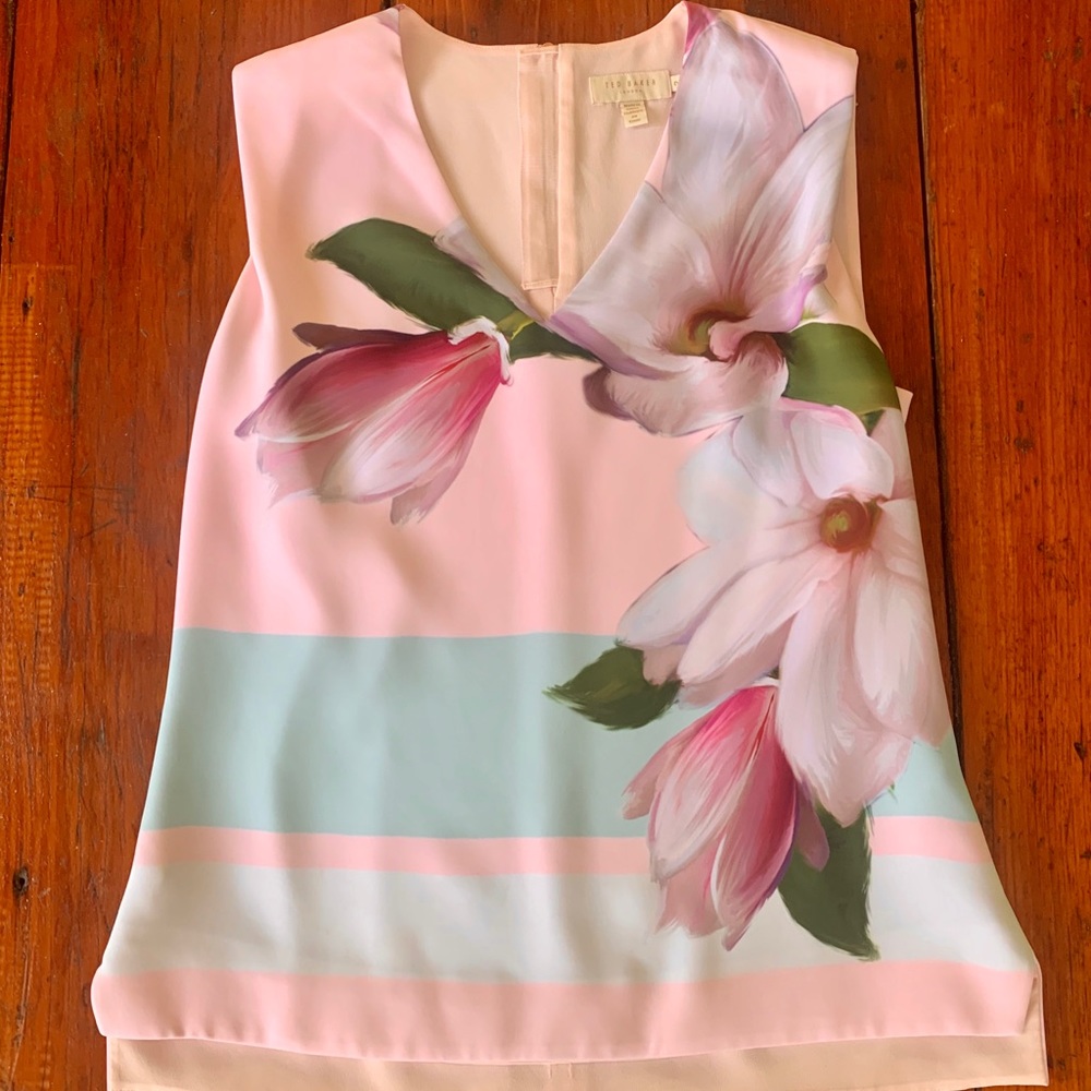 Pastel pink blue Ted Baker top rose gold